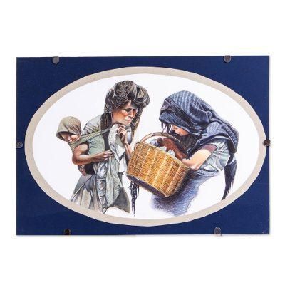The Little Merchant Girl,'Signed and Mounted Portrait of Michoacan Women from Mexico'