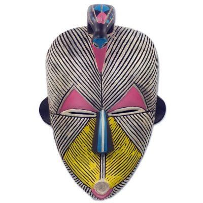 Songye Kwifibe,'African Protection Spirit Wall Mask Artisan Crafted Wood Art'
