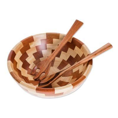 Home Freshness,'Palo Blanco and Caoba Wood Salad Bowl and Spoons'