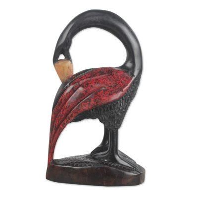 Sankofa,'Hand Carved Sese Wood Bird Sculpture from West Africa'