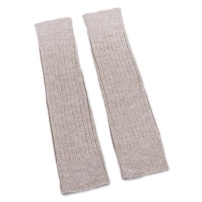 Beige Winter Dancer,'Versatile Beige Alpaca Leg Warmers Knitted in Peru'
