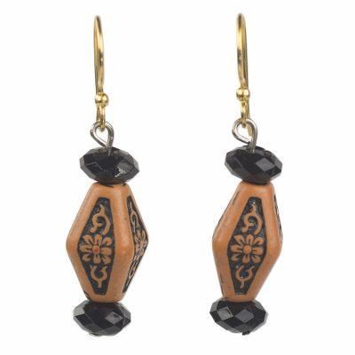 Joyful Flowers,'Rustic Floral Recycled Plastic Dangle Earrings from Ghana'