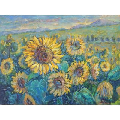 The Sunflower When Rising,'Floral Impressionistic Painting from Thailand'