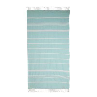 Sweet Relaxation in Mint,'Striped Cotton Beach Towel in Mint from Guatemala'