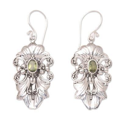 Majesty of the Garden,'Handmade Peridot and Sterling Silver Dangle Earrings'