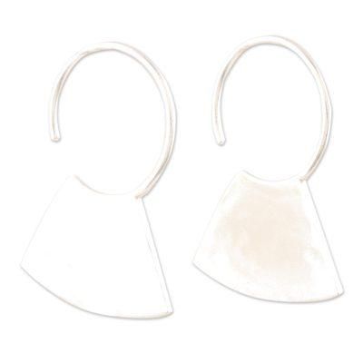 Blade,'Modern Sterling Half-Hoop Earrings'