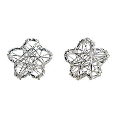 Flower Wrap,'Sterling Silver Flower Stud Earrings Crafted in Thailand'