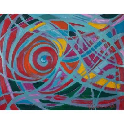 Harmony of Colors,'Colorful Expressionist Abstract Painting from Peru'