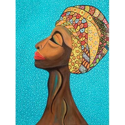 Love for My Land,'Acrylic on Canvas Painting of Woman in Expressionist Style'