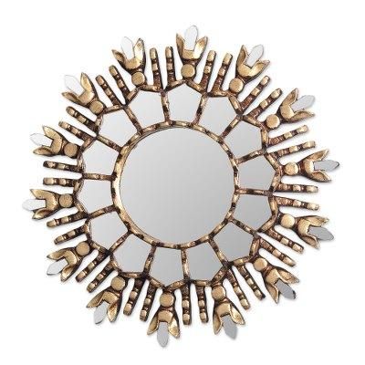 King of Light,'Artisan Crafted Wood Wall Accent Mirror'