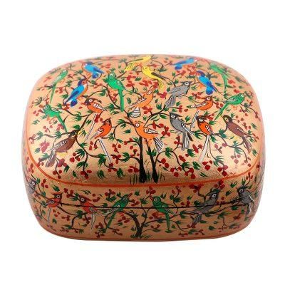 'Hand-Painted Colorful Singing Birds Wood Decorative Box'