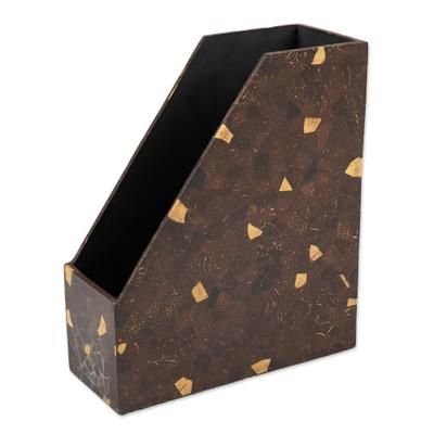 Natural Organizer,'Handcrafted Coconut Shell File Holder from Indonesia'
