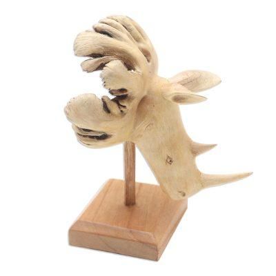 Rhino Dive,'Jempinis Wood Rhino-Themed Statuette'