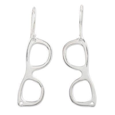 Shady Lady,'Sunglass Shaped Sterling Silver Dangle Earrings'