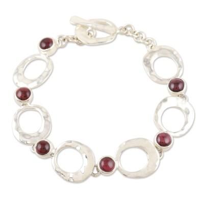 Every Other Heartbeat,'Indian Garnet and Sterling Silver Link Bracelet'