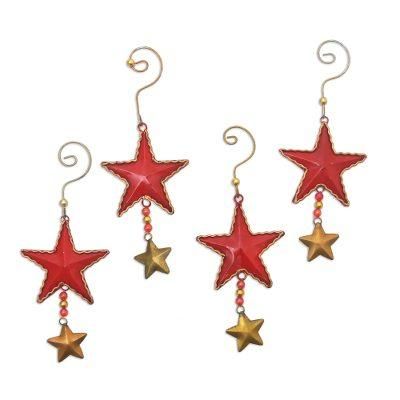 Passionate Stars,'Handmade Steel Star Ornaments from Bali (Set of 4)'