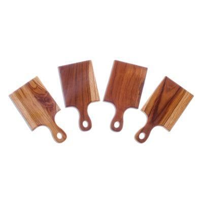 Kitchen Fun,'Unique Teak Wood Mini Cheese Serving Boards (Set of 4)'
