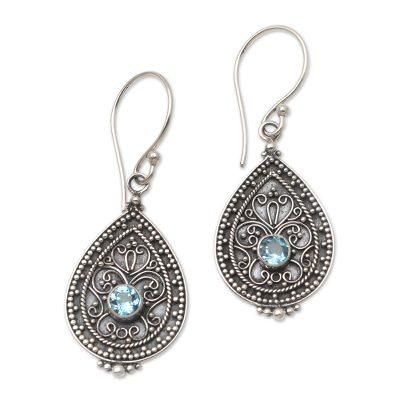 Blue Birthday,'Blue Topaz and Sterling Silver Dangle Earrings'
