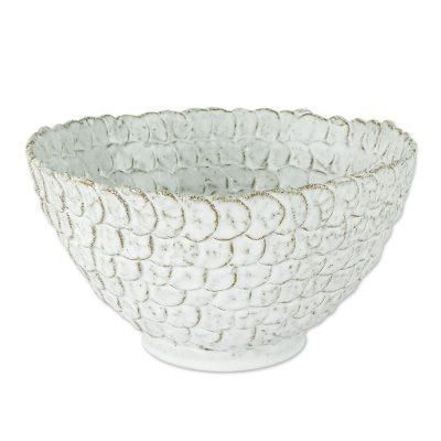 White Scales,'Unique White Serving Bowl from Honduras'
