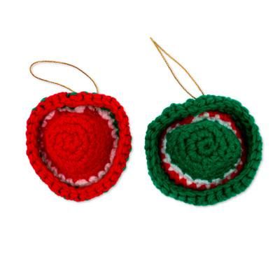 Sombrero Cheer,'Red and Green Sombrero Ornaments (Pair)'