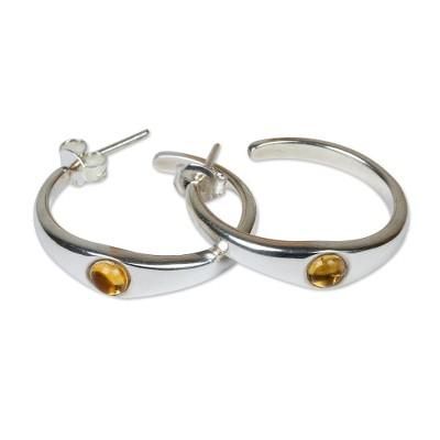 Eclipse,'Half Hoop Earrings with Citrine'