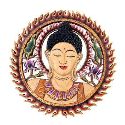 Circle of Peace,'Hand Carved Suar Wood Relief Panel'