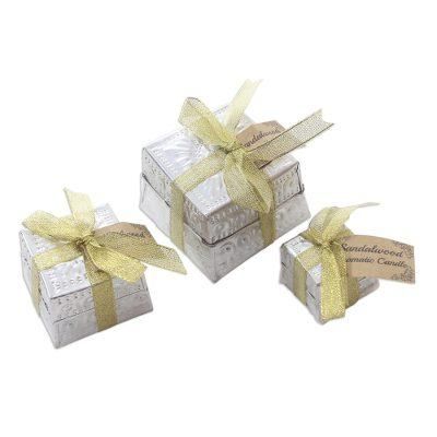 Evening Glow,'Handmade Aluminum Tinned Beeswax Candles (Set of 3)'