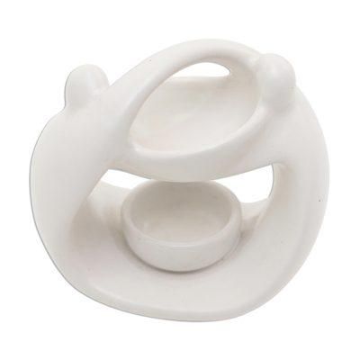 Warm Feelings,'White Ceramic Sculptural Oil Warmer'
