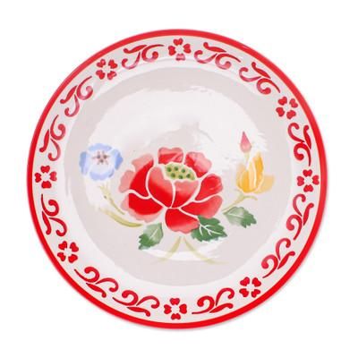 Poppy Garden in Red,'Food-Safe Floral Ceramic Plate'