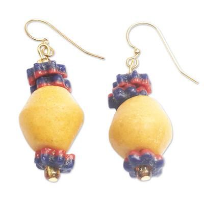 Amivi,'Recycled Glass Beaded Dangle Earrings Handcrafted in Ghana'