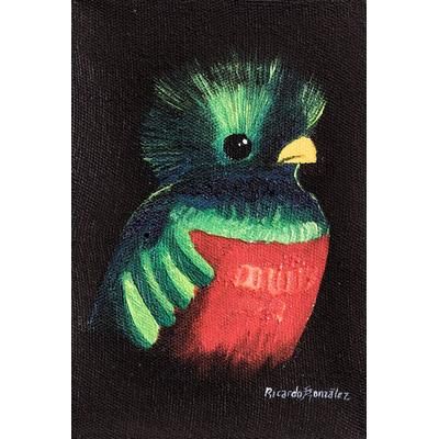 National Bird,'Impressionist Acrylic and Oil Painting of a Quetzal'
