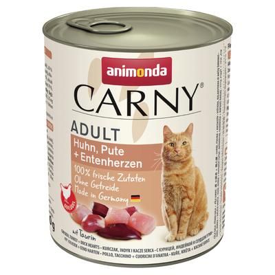 12x800g TChicken, Turkey & Duck Hearts Animonda Carny Wet Cat Food