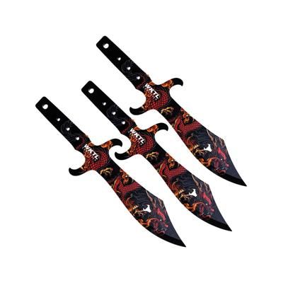 Toro Knives Tesoro Fire Throwing Knives 15in Overall 8in Black Powder 3Cr13 Blade Fire Dragon Artwork SS Handle Nylon Sheath 71