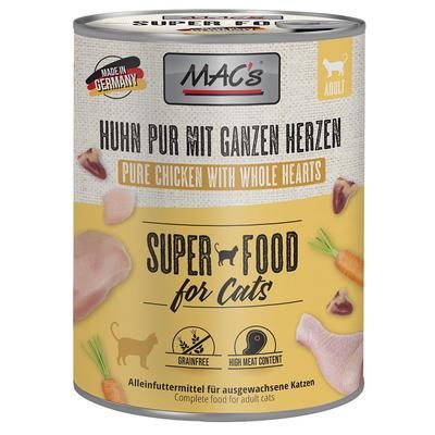 6x800g Pure Chicken with Whole Poultry Hearts MACs Wet Cat Food