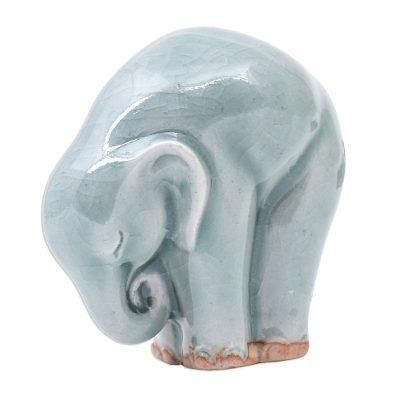 'Ceramic Elephant Yoga-Themed Figurine from Thailand'
