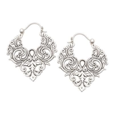 Gated Garden,'Handcrafted Sterling Silver Hoop Earrings'