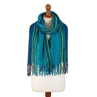 Planet Colors,'Unisex Striped Colorful Baby Alpaca Blend Scarf from Peru'