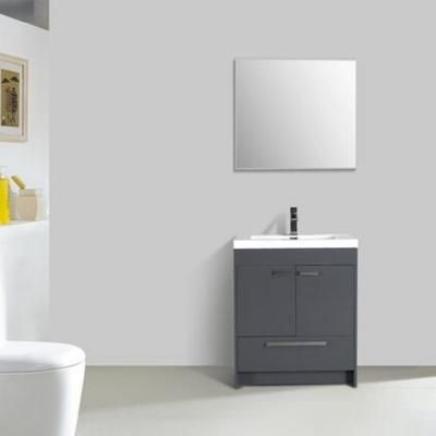 Eviva Lugano 30 inch Gray Modern Bathroom Vanity with White Integrated Acrylic Top - Eviva EVVN750-8-30GR