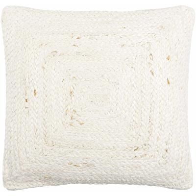 Simra 20" Square Cottage Jute Off White/Ivory/Pearl/Light Silver Throw Pillow - Boutique Rugs
