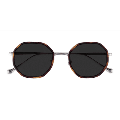 Unisex s geometric Tortoise Silver Acetate,Metal Prescription sunglasses - Eyebuydirect s Hinode