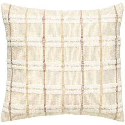 Karli 18" Square Cottage Cotton White/Peach/Dark Red Throw Pillow - Boutique Rugs
