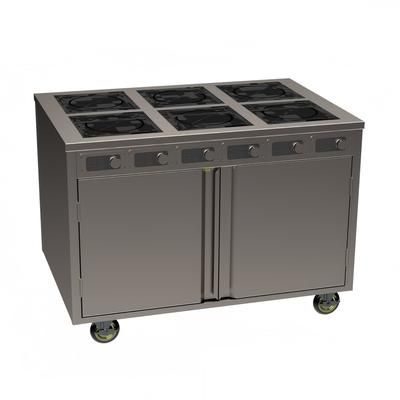 Spring USA BOH-2600DC-6 48" Mobile Cooking Cart w/ 6 Induction Burners, Silver, 208/240 V