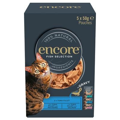 20x50g 3 Varieties Fish Selection Gravy Pouch Mix Encore Wet Cat Food