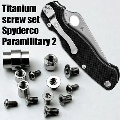 1 Full Set TC4 Titanium Alloy Screws For Spyderco C81 Paramilitary 2 Knife Accessories With Spindle Support Shaft Tail Rope Tube