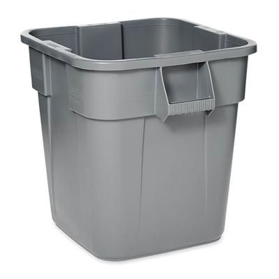 Rubbermaid FG352600GRAY 28 gallon Brute Trash Can - Plastic, Square, Built-in Handles