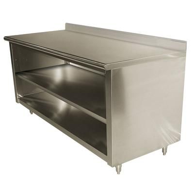 Advance Tabco EK-SS-3012M 144" Dish Cabinet w/ Open Base & Midshelf, 5" Backsplash, 30"D, Stainless Steel