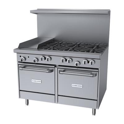 Garland G48-6G12LL LP 48" 6 Burner Commercial Gas Range w/ Griddle & 2 Space Saver Oven, Liquid Propane, Stainless Steel, Gas Type: LP
