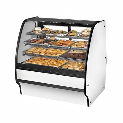 True TGM-DC-48-SC/SC-S-W 48 1/4" Full Service Dry Bakery Case w/ Curved Glass - 4 Levels, 115v, Silver | True Refrigeration