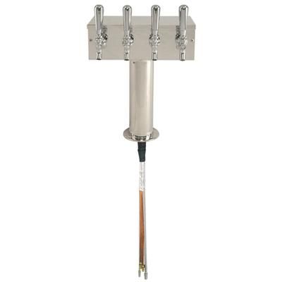 Micro Matic D7744PSSKR Countertop T Style Draft Beer Tower w/ 4 Faucets - Glycol Cooled, Stainless Steel