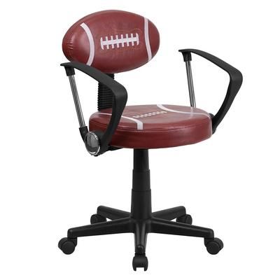 Flash Furniture BT-6181-FOOT-A-GG Football Task Chair w/ Arms - Vinyl Upholstery, Black Nylon Base, Brown